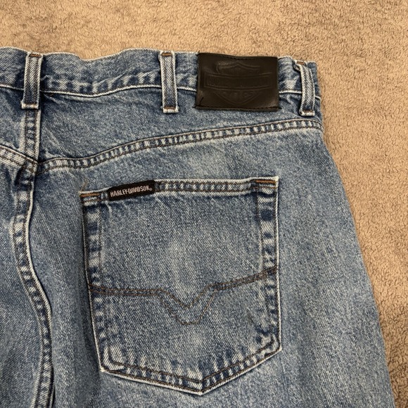 Harley Davidson Men's Jeans 42 X 30 Blue Denim Relaxed Fit Distress Straight Leg - Picture 7 of 8